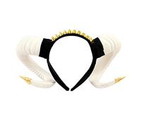 Serre-tête en forme de corne de mouton blanche et argentée - En forme de bœuf artificiel - Carnaval - Halloween - Cornes de diable assorties - Pour enfants - Blanc