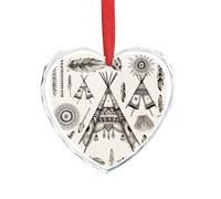 Serre-tête en forme de plume - Tipi - En verre transparent - Pendentif romantique en forme de cœur - Décoration à suspendre pour la maison, la fenêtre, la voiture, la fête de mariage, la décoration en