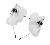 Serre-tête en fourrure noir et blanc pour cosplay et soirées à thème - Accessoire photo - Oreilles de chats mignons