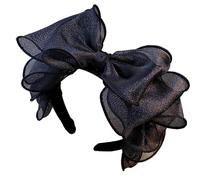 Serre-tête en maille noire avec nœud papillon rétro pour femmes et adolescentes