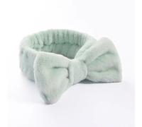 Serre-tête en polaire corail pour femme avec nœud - Pour maquillage spa - Turban - Accessoires pour cheveux - Vert clair
