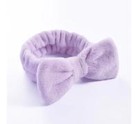 Serre-tête en polaire corail pour femme avec nœud - Turban pour le visage - Accessoires pour cheveux - Violet clair