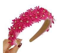 Serre-tête en tissu antidérapant avec motif tête de mort pour femme avec strass et fleurs