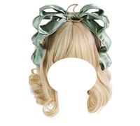 Serre-tête en tissu avec nœud, grand nœud papillon, accessoires for cheveux Lolita, épingle à cheveux tendance, coiffures for femmes et filles for bal de promo ou goûter(Green)
