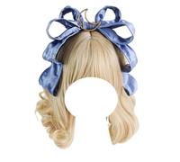 Serre-tête en tissu avec nœud, grand nœud papillon, accessoires for cheveux Lolita, épingle à cheveux tendance, coiffures for femmes et filles for bal de promo ou goûter(Blue)