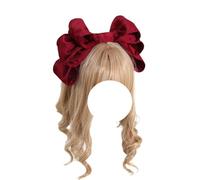 Serre-tête en tissu avec nœud, grand nœud papillon, accessoires for cheveux Lolita, épingle à cheveux tendance, coiffures for femmes et filles for bal de promo ou goûter(Wine Red 1)