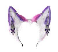 Serre-tête ethnique en forme d'oreilles de loup avec franges - Boucles d'oreilles décoratives pour adultes - Diffusion en direct - Accessoire de coiffure pour fête de Pâques - Accessoires pour cheveux