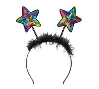 Boland Tiare étoile – paillettes et plumes – Coiffe arc-en-ciel