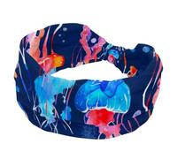Serre-tête extensible mignon et coloré avec méduse océan, pour femme, bandeau antidérapant pour le sport, le yoga, l'entraînement, un usage quotidien