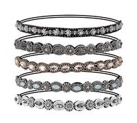 Serre tete Femme Bohême Elastiques Bandeaux avec Cristal Strass Bijoux Mariage Bandes De Cheveux Accessoires pour Filles Décoration 5Pcs