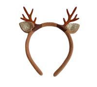 Serre-tête festif de renne avec bois pour joyeuses fêtes de Noël, coiffures costumées polyvalentes, tissu velours, accessoire idéal pour les jours de contemplation, les fêtes (rouge pastèque 1, taille