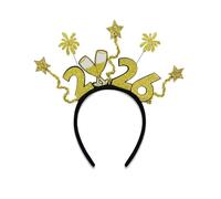 Serre-tête feu d'artifice 2026, anneau à cheveux confortable en plastique, pince à cheveux pour année, coiffe à paillettes avec lettres de l'alphabet, bande d'étoiles (doré)