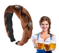 Serre tête fleurs,serre-têtes en velours,serre-tête Oktoberfest,Bandeaux tressés pour femmes,Cravates à cheveux brunes pour l’Oktoberfest et le carnaval - Accessoires pour cheveux romantiques