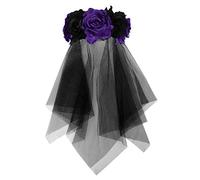 Serre-tête Floral avec Voile Halloween Cheveux Bride avec Rose Elégant Serre-tête de Déguisement avec Fleurs Femme Cheveux Bride à Voile pour Fête Halloween Performance Cosplay Bal