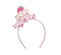 Serre-tête gâteau aux fraises, pince à cheveux d'anniversaire, support de queue de cheval de style coréen, joli anneau à cheveux pour femme (bandeau)
