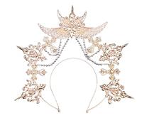 Serre-tête gothique double couche avec ailes d'ange pour femme, bandeau de maquillage pour festival, fête, adolescent, spectacles, bandeau sacré coloré