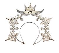 Serre-tête gothique double couche avec ailes d'ange pour femme, bandeau de maquillage pour festival, fête, adolescent, spectacles, bandeau sacré coloré