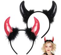 Serre Tete Halloween Femme Diable, 2Pcs Serre-tête Cornes de Diable, Diable Oreilles Bandeau, Serre Tete Ange Noir, pour Fête Halloween Carnaval Ornement Accessoire Enfant Adult Femme Fille Cosplay