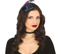 Serre-tête Halloween main squelette avec fleur plume design élégant pour adultes, couleur : noir