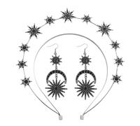 Serre-tête halo de déesse à paillettes - Accessoire de fête pour femme - Bandeau et boucles d'oreilles à paillettes - Fait à la main - Accessoire de fête pour mariage