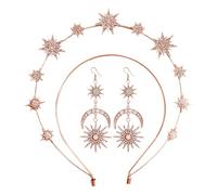 Serre-tête halo de déesse à paillettes - Accessoire de fête pour femme - Bandeau et boucles d'oreilles à paillettes - Fait à la main - Accessoire de fête pour mariage