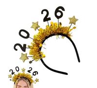 Serre-tête « Happy New Year 2026 » - Fournitures de fête 2026 à paillettes - Diadème pour femme, pour événement, carnaval, bal masqué, célébration, séance photo, famille, adultes et filles