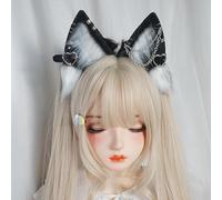 Serre-tête Harajuku en métal avec oreilles de renard et oreilles de loup pour femme - Accessoire de costumade - Accessoires de fête - Noir et blanc