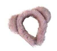 Serre-tête imprimé léopard mignon imitation vison en peluche - Accessoires pour cheveux - Oreilles de chat - Bandeau moelleux pour le visage - Costumade (rose)
