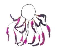 Serre-tête indien bohème à plumes pour fête, cosplay, déguisement - Rose rouge
