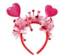 Serre-tête Kiss - Déguisement Saint-Valentin pour femme - Serre-tête à paillettes rouges pour déguisement Saint-Valentin, accessoire en forme de cœur, accessoire photo, serre-tête pour amoureux