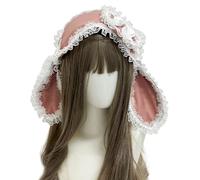Serre-tête lapins pour enfants - Pour fête d'Halloween - Pour festivals de musique - Accessoires photo pour filles - Nœuds pour cheveux doux avec bordure en dentelle