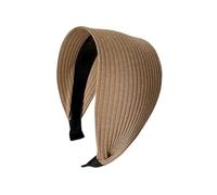 Serre-tête large en coton tricoté doux pour femmes et filles, turban neutre et solide, accessoire de couvre-chef, accessoire de couvre-chef, marron