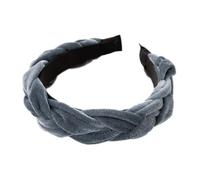 Serre-tête large en velours pour femme - Bandeau tressé vintage - Accessoire pour cheveux - Bandeau torsadé noué pour femme et fille - Pour un usage quotidien, gris