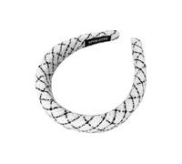 Serre-tête Large pour Cheveux en Tweed Rétro Glam Blanc et Noir