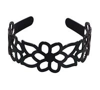 Serre-tête large pour femme - Motif floral - Noir