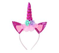 Serre-tête licorne magique rose rouge à paillettes - Accessoire mignon scintillant pour anniversaire, Halloween et fêtes costumées