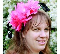 Serre Tête Mariage Bibi Tulle Plume Rose Fushia