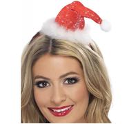 Smiffys Mini bonnet de Père Noël, Rouge, sur un bandeau Halloween