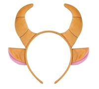 Serre-tête moderne avec oreilles de vache et corne - Accessoire de cheveux confortable en tissu pour enfants, adolescents et fans