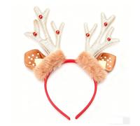 Serre Tête Noel avec des Bois et Oreilles de Renne Femme Fille Renne Accessoires Cheveux Adulte Accessoires de Bandeau Adapté aux Noël Décorations pour Fêtes Bandeau Noël (01 Gold, One Size)