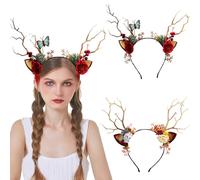 Serre Tete Noel,YouXiaor 2PCS Serre-tête de Renne Bandeau de Noël Cerf Tete Noel Oreilles de Cerf Serre Tete Noel Femme Noel Accessoires Cheveux pour Enfants Adultes Fête Noël