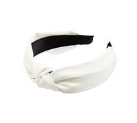 Serre-tête noué imprimé léopard, un accessoire pour cheveux minimaliste d'été à larges bords (blanc)