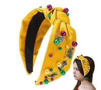 Serre-tête noué | Large nœud pour carnaval parade | Bandeau épais avec strass pour carnaval, mariage, anniversaire