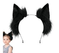 Serre-tête oreilles de chat - 1,9 cm, bandeau en fausse fourrure, coiffe avec rembourrage doux | Accessoire pour cheveux pour Halloween, déguisement, événement, jeu de rôle, tenue amusante pour