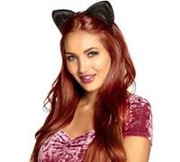 serre-tête oreilles de chat noir pailleté adulte - boland 52336 Noir G