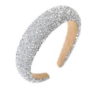 Serre Tete Paillette, Strass Roses Serre Tête Femme Serre Tete Cheveux Wide Serre-Tête Accessoires Cheveux Doux Élégants pour Quotidienne, Fêtes, Spectacles, Photographie (Argentés, Adultes)