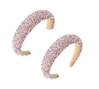 Serre Tete Paillette, Strass Roses Serre Tête Femme Serre Tete Cheveux Wide Serre Tête Accessoires Cheveux Doux Élégants pour Quotidienne, Fêtes, Spectacles, 2 pièces