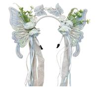 Serre-tête Papillon Fleuri Avec Pompons, Serre-tête Princesse Elfe, Accessoires Pour De Mariée, Pour Carnavals, Rassemblements, Fournitures D'halloween