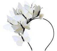 Serre-tête papillon pour femme - Multicolore - Costume de papillon - Élégant tempérament - Costume de papillons - Serre-tête avec volants (blanc, taille unique)