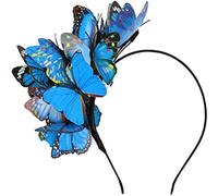Serre-tête papillon pour femme - Multicolore - Costume de papillon - Élégant tempérament - Costume de papillons - Bandeau pour festival - Avec papillons volants (bleu, taille unique)